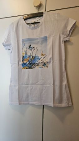 T-shirt bianca farfalle tg.M misto cotone