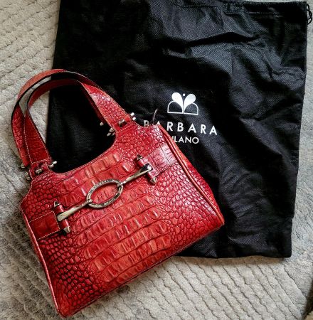 Sac à main rouge Barbara Milano en cuir façon croco.