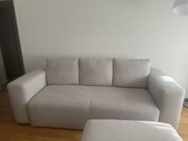 Kave Home Sofa Blok 3-Sitzer beige 240 cm mit Hocker