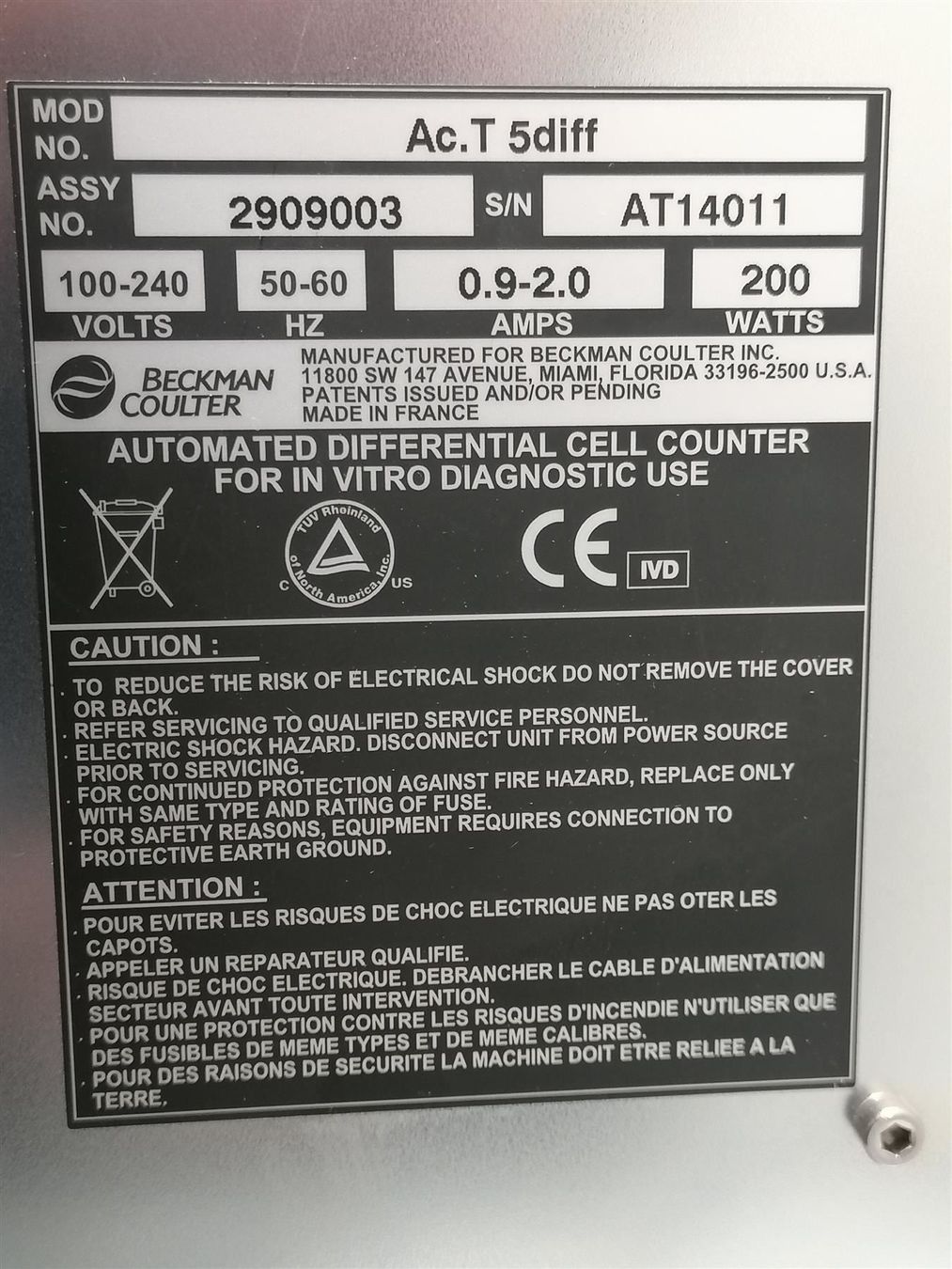 Misurare: Beckman Coulter Ac.T 5diff – Usato da Niederdorf venduto da LeptonAG_Labor 8