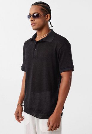 Black Oversized Polo Shirt, Gr. L, Summer Essential!
