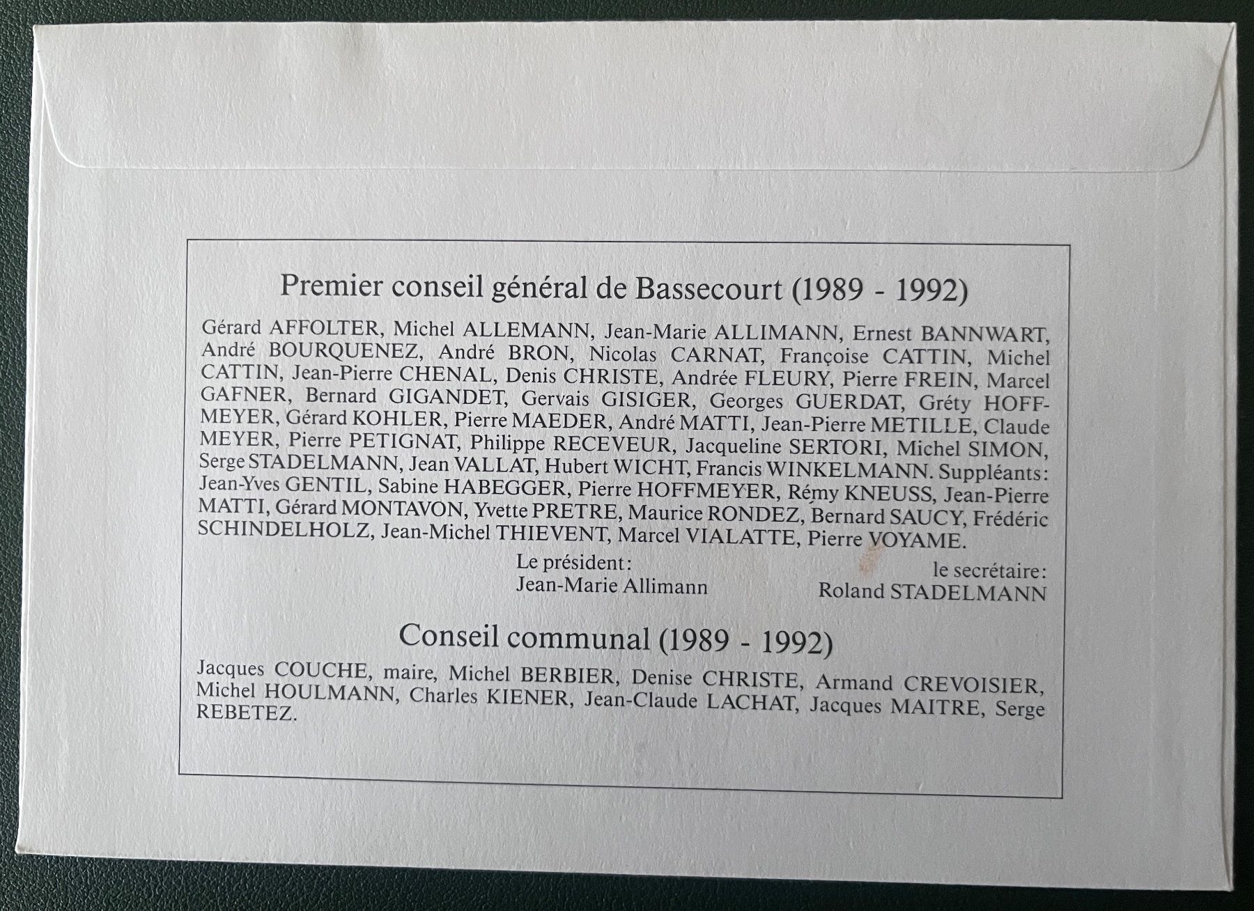 Tutti i francobolli: ET Pro Jura Bassecourt 21.1.1989 – Usato da Biberist venduto da Edelfloh 1