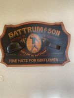 Schild Battrum & Son Hüte Herren Vintage Dekoration Deko 70c