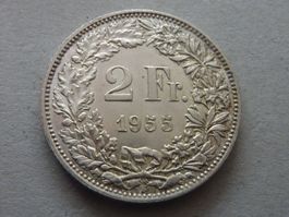 2 Fr.  1955  unz.  +  -  ungereinigt  -