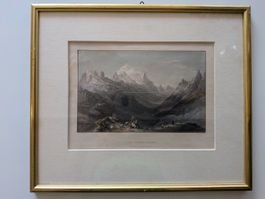 Antiker colorierter Stich 'The Col-de-Balme'