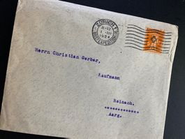 5 Rp. Tellknabe mit Wellenstempel Zürich Briefexped. 1924