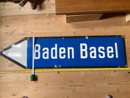Altes Blechschild Emaille-Schild, Baden-Basel, Rarität!
