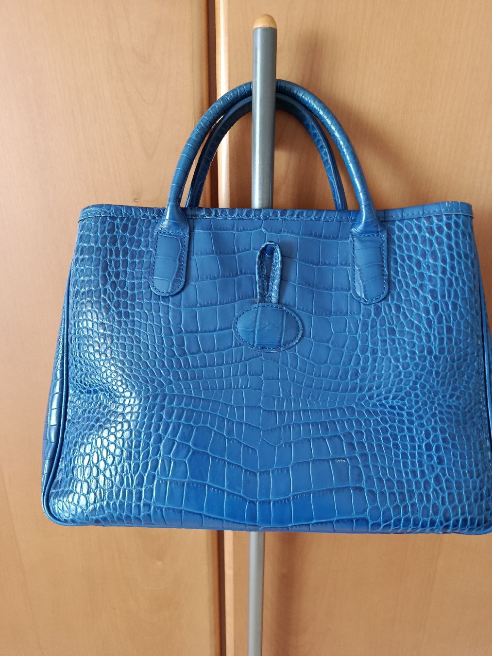 Longchamp Borse da donna: Longchamp Roseau Croco blau – Usato da Küsnacht ZH venduto da turtlehouse 1