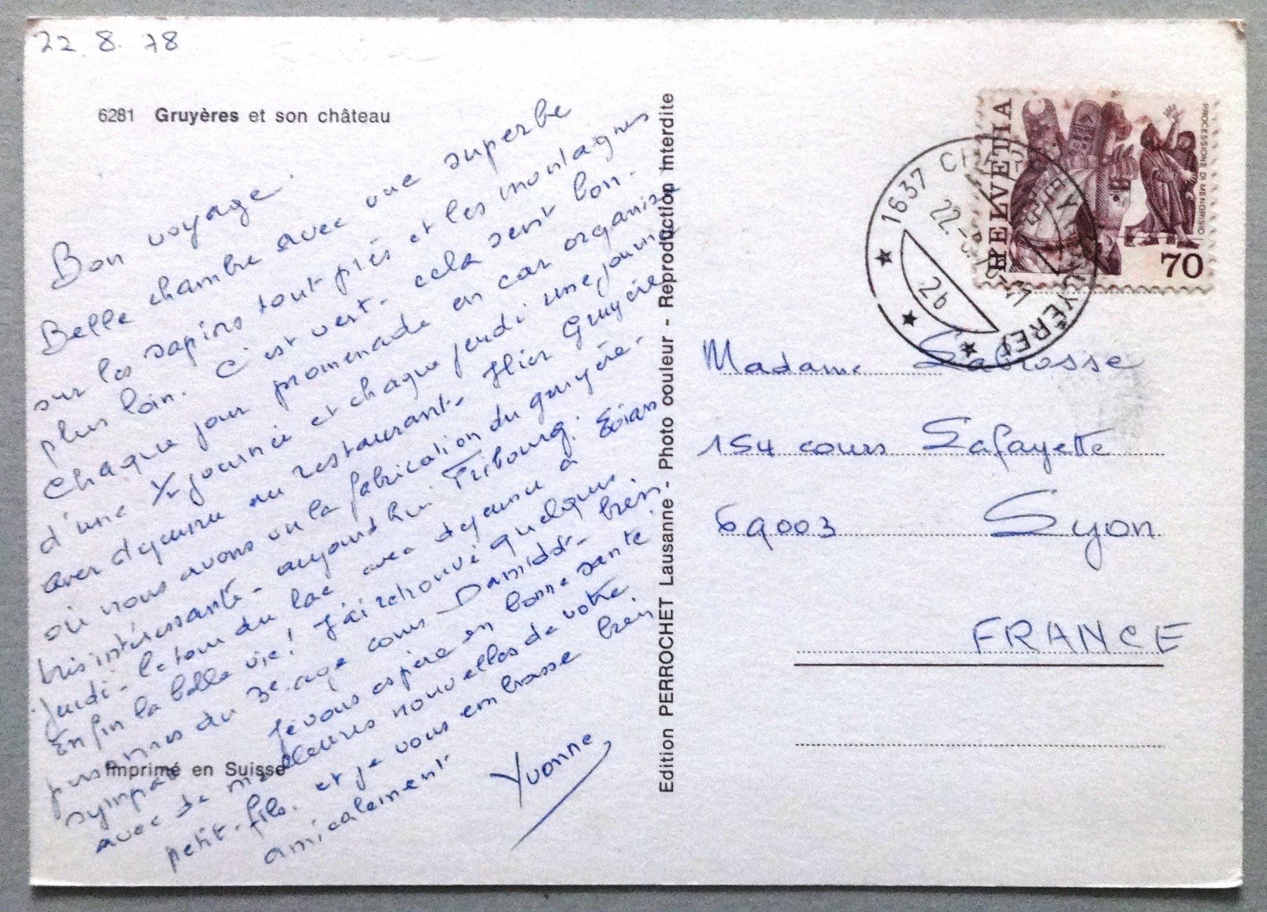 Cartoline postali: Gruyères et son château – Usato da Fétigny venduto da Billy2miny 1