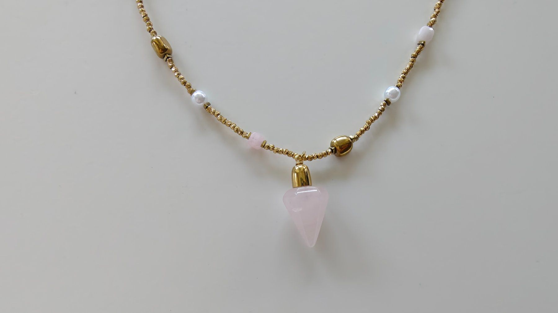 Catenine: Rose Quartz Pendulum Stainless Steel Necklace – Nuovo (secondo la descrizione) da Allschwil venduto da Jani_Banani 1
