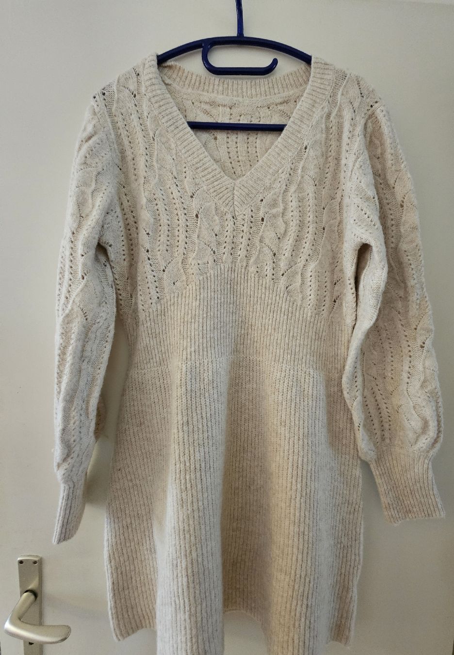 Vestiti: Strickkleid,  Grösse L, Beige, V Ausschnitt – Usato da Horw venduto da Zedy01 4