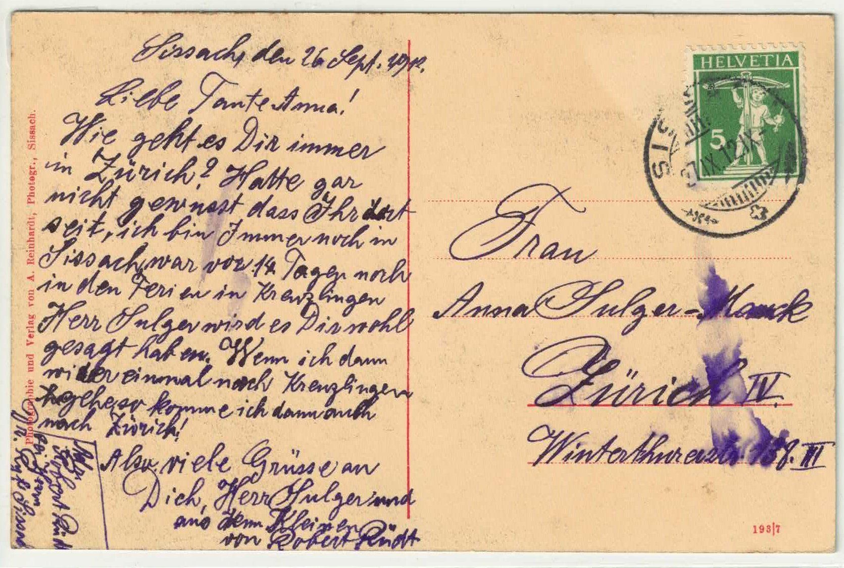Cartoline postali: Gruss aus Sissach – Difettoso da Ettingen venduto da Kartenplanet 1