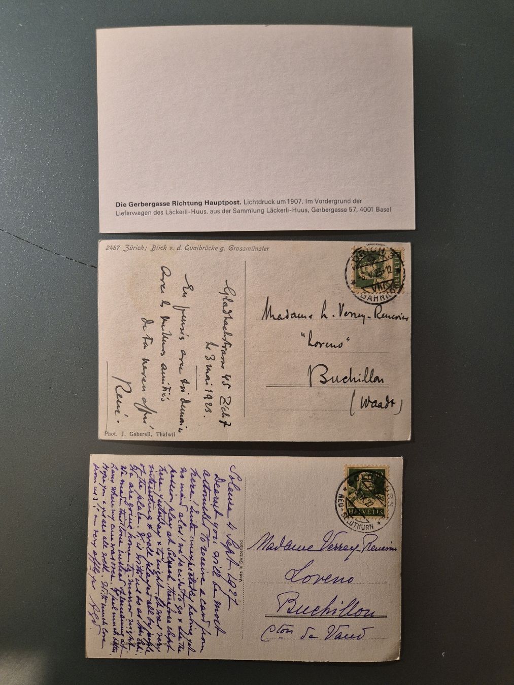 Cartoline postali: Basel / Zürich / Solothurn – Usato da La Sarraz venduto da Pelletf 1