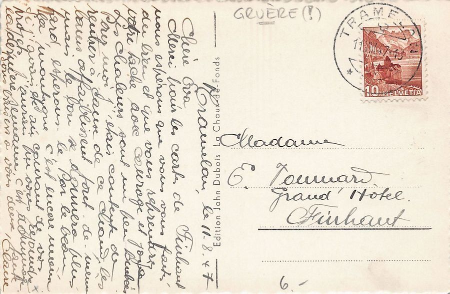 Cartoline postali: Etang de la Gruère, circulée 1947 – Usato da Frauenfeld venduto da POML 1