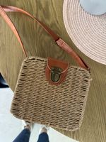 Schicke Sommer Tasche, Korboptik, braun-cognac, top Zustand!