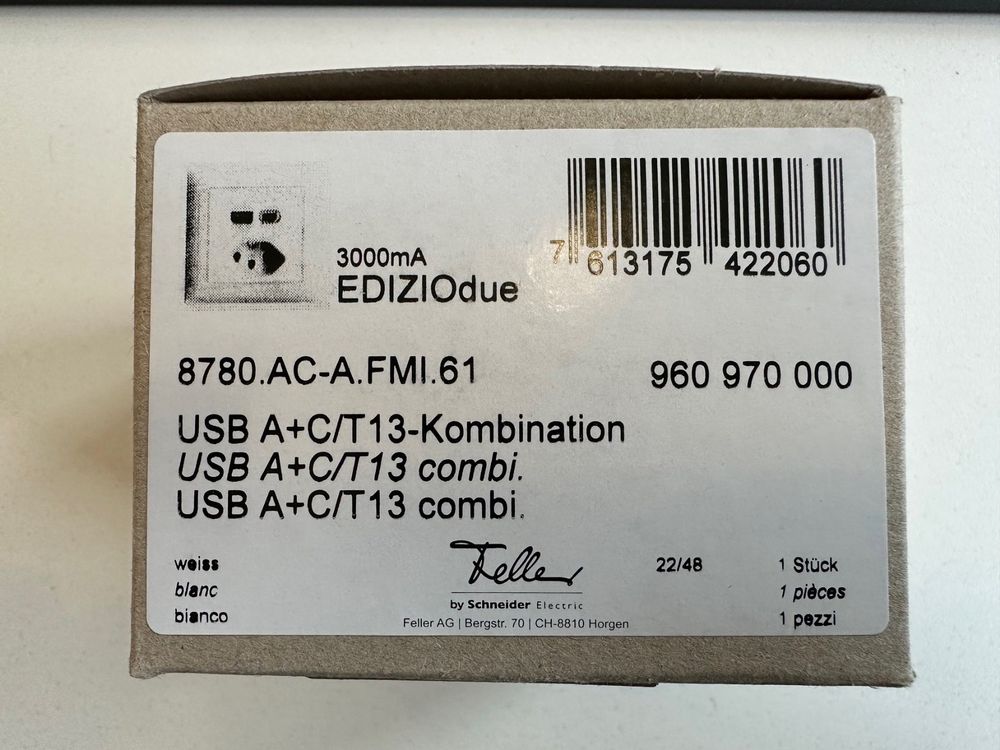 Steckdose USB A+C/T13 Kombination 3.0A