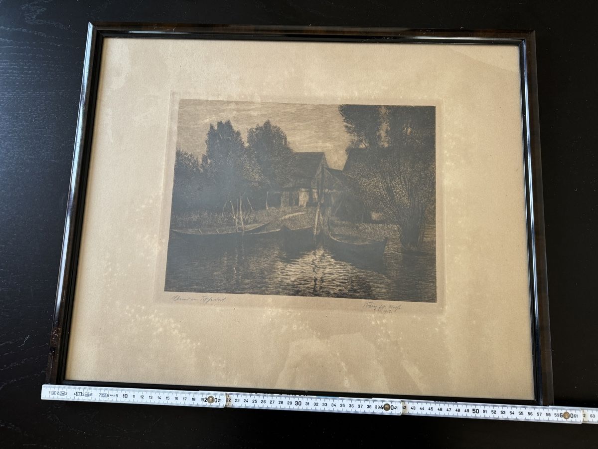 Incisioni: Alter Stich von 1913 Fluss mit Boot – Usato da Erstfeld venduto da Mario_boe0 2