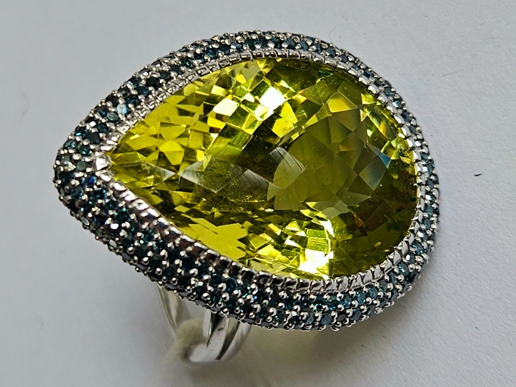 Anelli: Ring Silber mit Citrin und blauen Diamanten – Nuovo (secondo la descrizione) da Zürich venduto da benedikt12 9