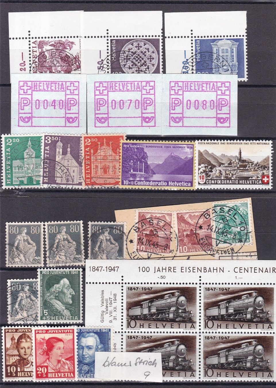 Tutti i francobolli: 14 Stk. CH Briefmarken-Steckkarten, bunt gemischt – Usato da Münchwilen AG venduto da Nesar 5