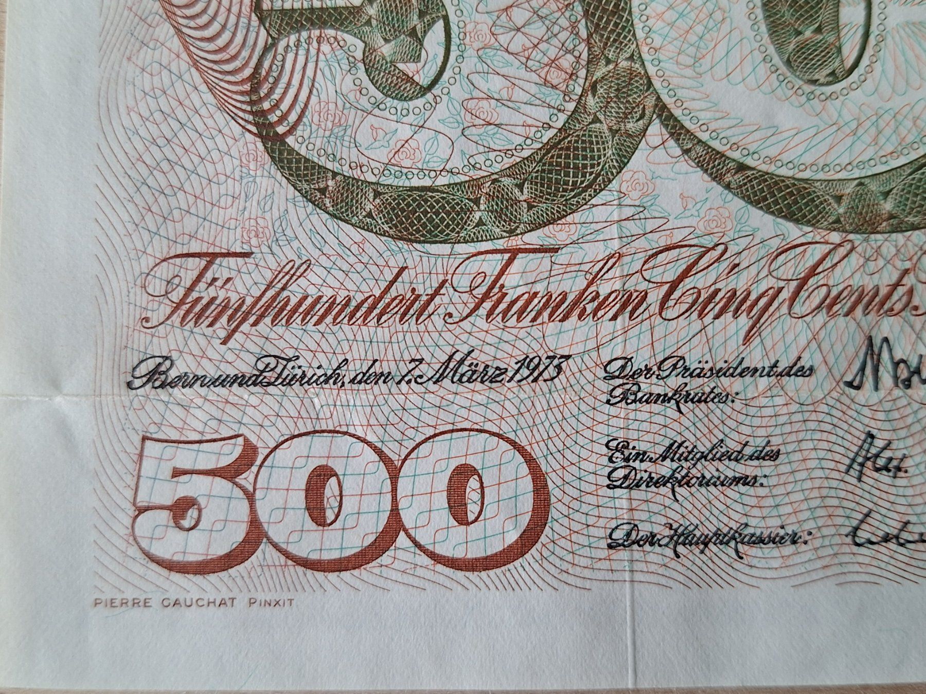 Banconote: Schweizer Banknote, 500 Franken, JG 1973 – Usato da Lohn-Ammannsegg venduto da Beo71 2