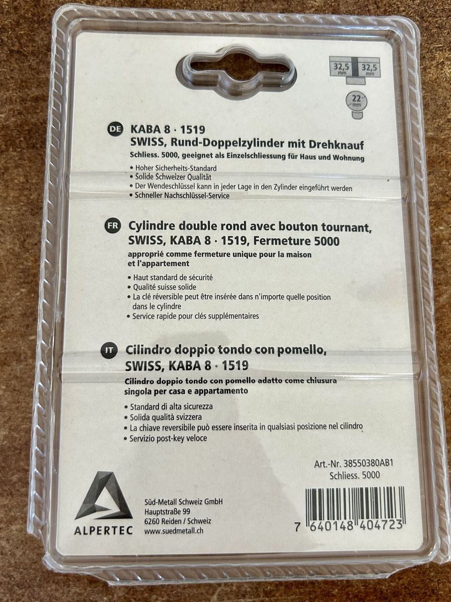 Kaba Altri prodotti elettronici: Cylindre double KABA 8-1519 ferm. 5000 neuf – Nuovo (secondo la descrizione) da Lausanne venduto da TelmaLouise70 1