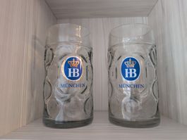 HB München Bierkrug 2er Set Mass 1l mit Logo