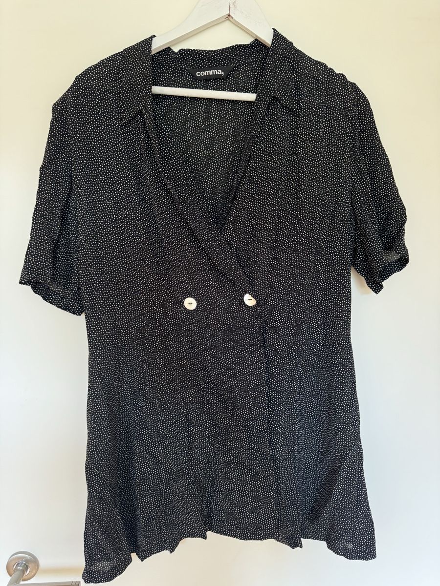 Comma Camicette: Comma Blouse polka dot print black size 44 viscose – Usato da Turbenthal venduto da elizameise