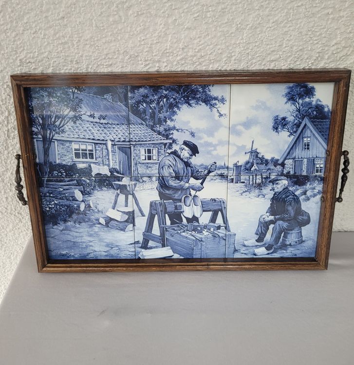 Großes Mexikanisches Talavera Serviertablett - Holz & Keramik, 30,5x20,3 Cm, Mit Griffen, Für Couchtisch & Deko