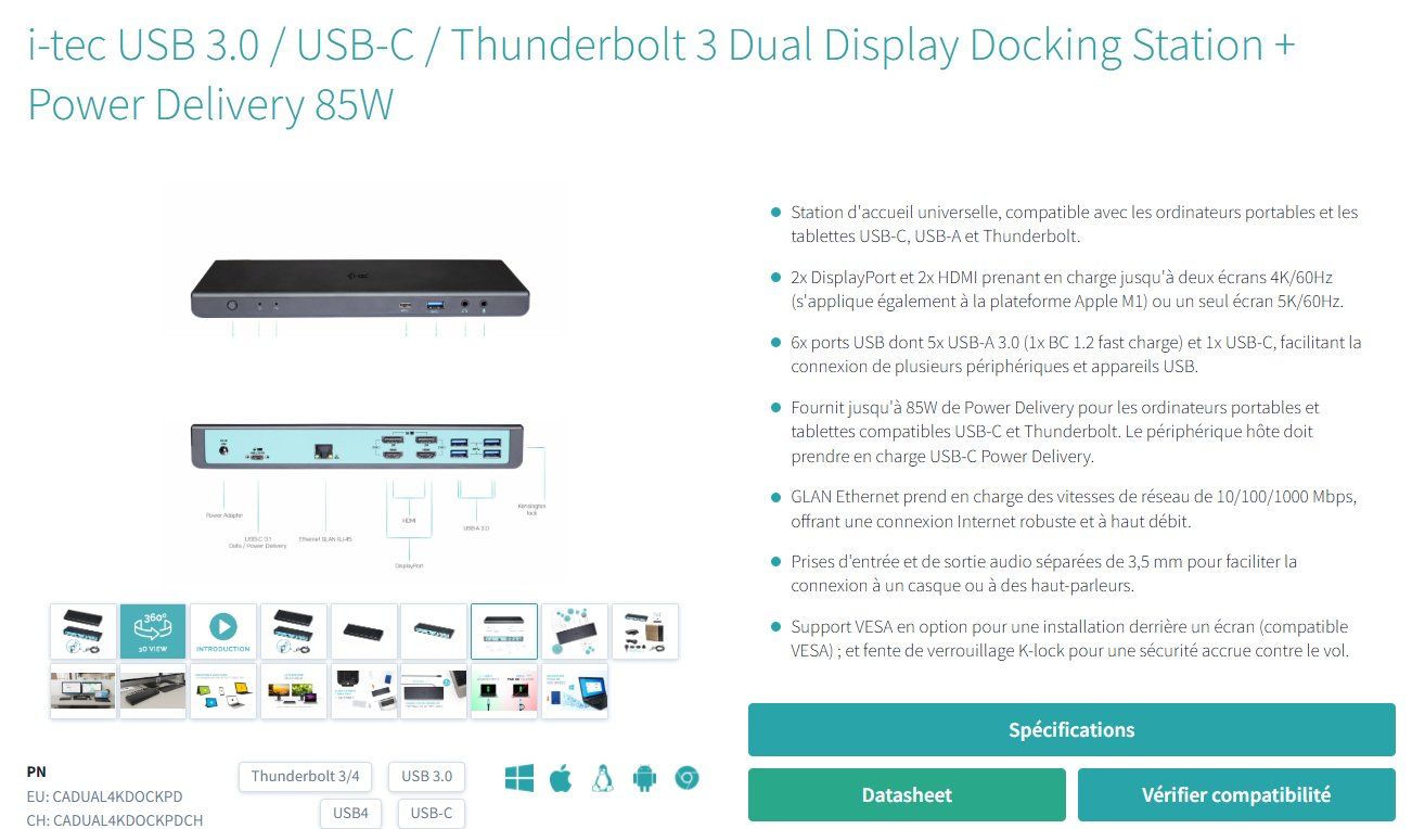 I-tec Dockingstation: i-tec docking Station displayLink USB-C / Thunderbolt 85W – Gebraucht aus Avry-devant-Pont von OBoss 3