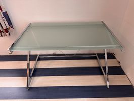 Bürotisch Glas mit Chromgestell