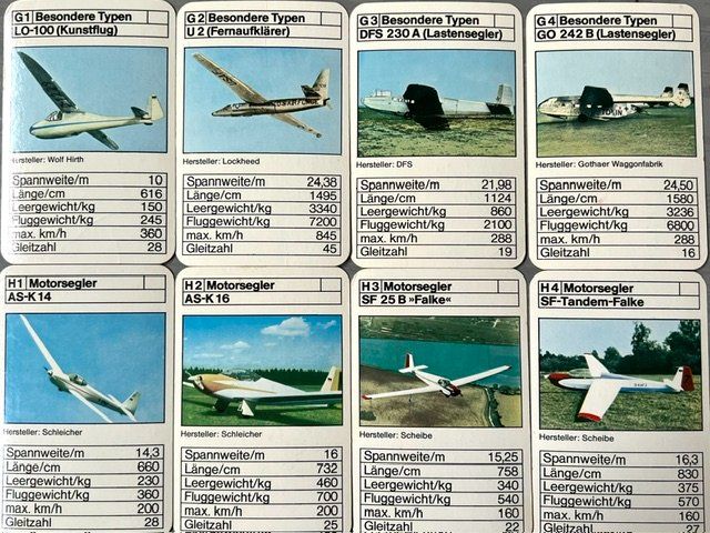 Giochi: Quartett Segelflugzeuge Nr. 3229 – Usato da Zürich venduto da gigimai67 5