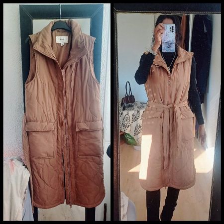 Gr. 36. Long gilet matelassé marron VILA sans manche