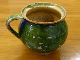 Riesiger antiker Henkelkrug, grün um 1800 (L029)