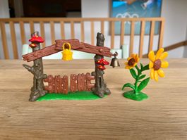 1977 Schleich Schlumpf Garten Tor-Spielset Schlümpfe