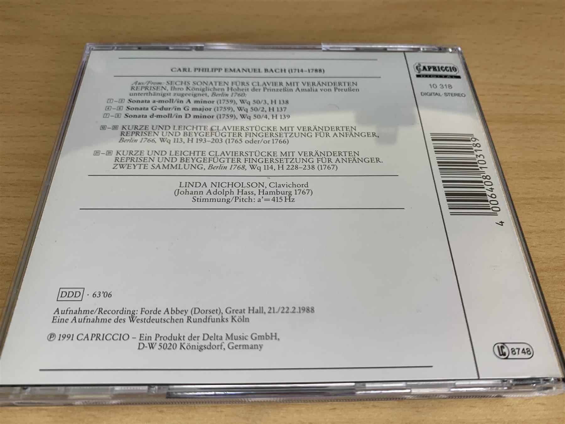 CD: C.P.E. Bach - Sonatas Clavierstücke – Usato da Rikon im Tösstal venduto da Alpenmutz 1