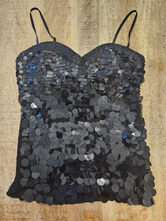 Schwarzes Top mit Pailletten Damen Grösse M guter Zustand