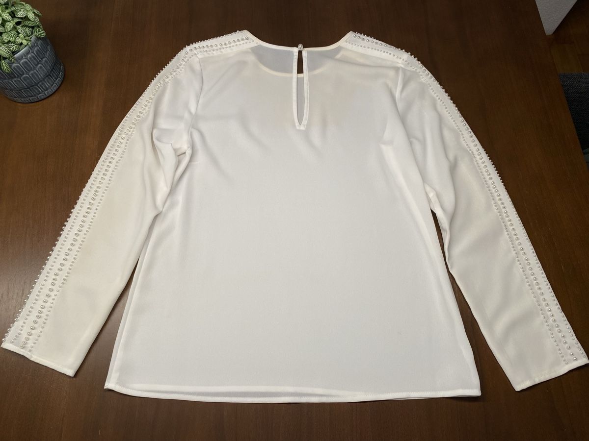 Hallhuber Camicette: Hallhuber Bluse, weiss inkl. Perlen, Gr. 36 – Usato da Zumikon venduto da leskel 1