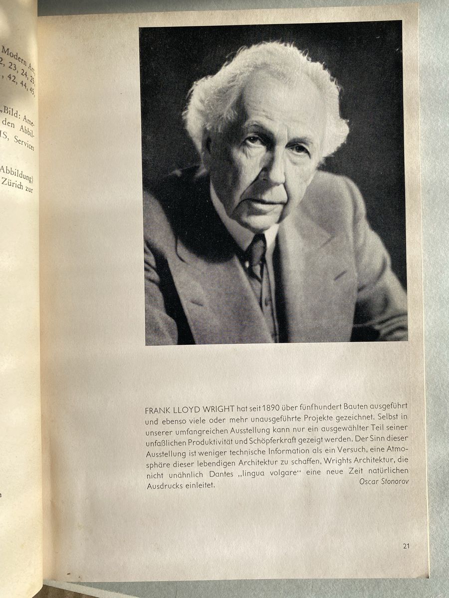 Libri: Frank Lloyd Wright - Exhibition Catalogue 1952 - Rare! – Usato da Zürich venduto da lesgarcons 1