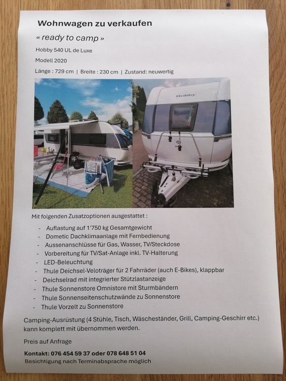 Wohnwagen "ready to camp" Kaufen auf Ricardo