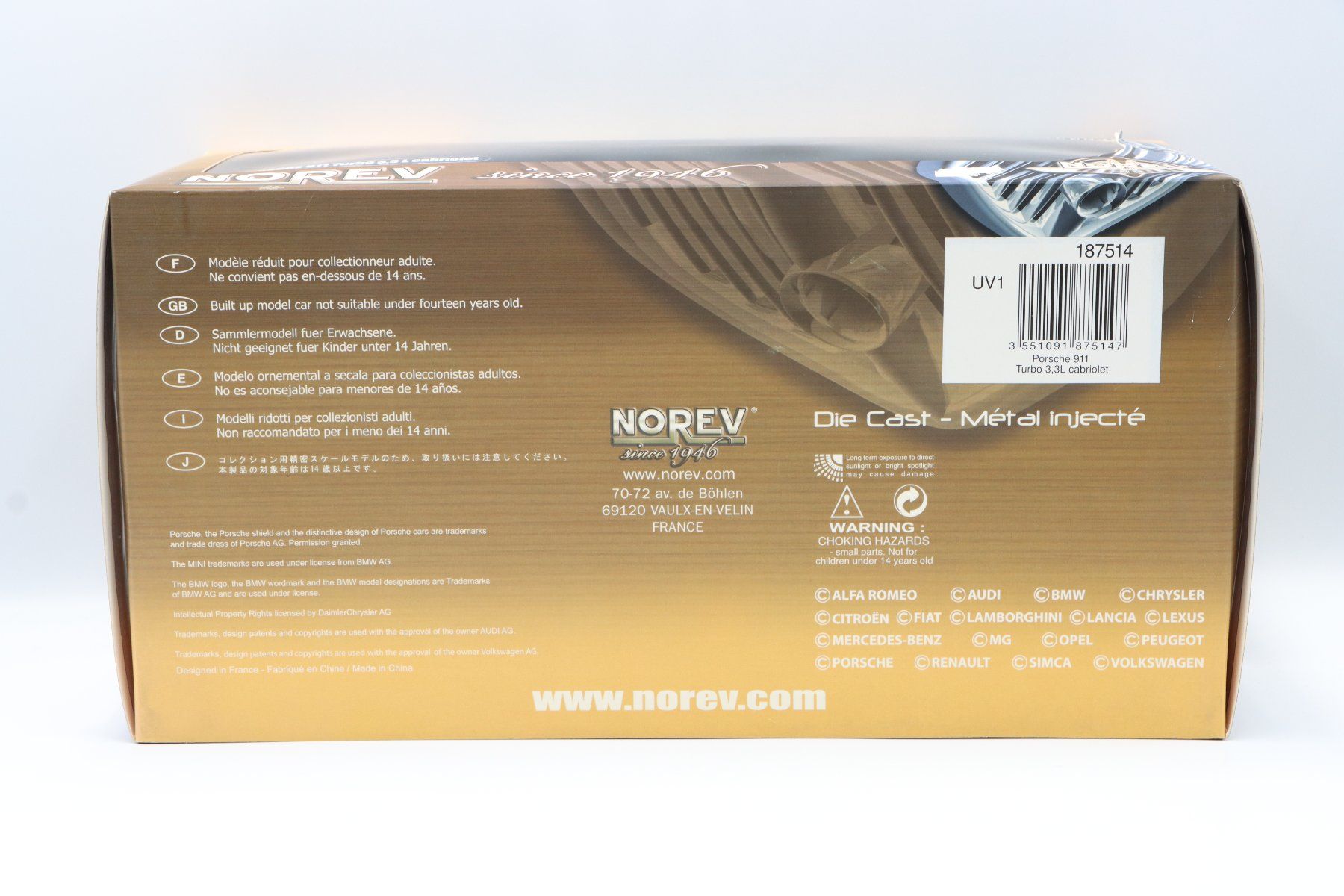 Porsche Modellini d'auto: Porsche 911 Turbo 3.3L Cabriolet 1987 1:18 Norev – Nuovo e nell'imballaggio originale da Bühl b.Aarberg venduto da modelldiecast 2