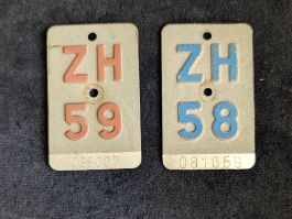 2 alte Velonummern ZH 58 & ZH 59