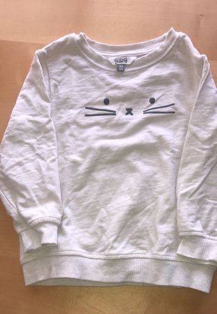 Süsser Pulli Gr. 104 mit Katzenmotiv weiss günstig abzugeben