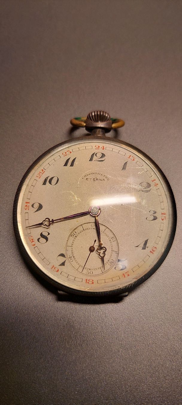 Eterna Orologi: Silber Taschenuhr Eterna Chronometer – Usato da Matten b. Interl venduto da siben01