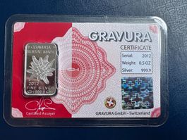 Silberbarren Gravura 0.5 OZ 2012 999.9 FINE SILVER OVP