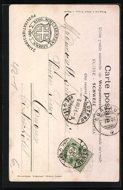 Cartoline postali: Luzern, Eidgenössisches Schützenfest J – Usato da Berlin venduto da bartko-reher 1