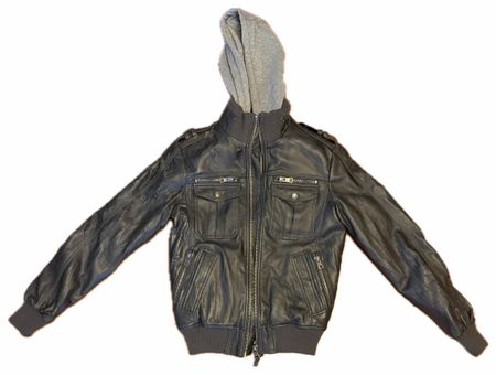 Veste blouson style motard avec capuche intégrée