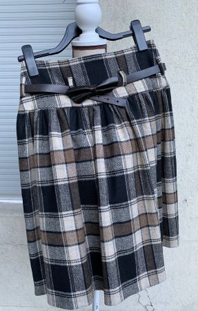 Superbe jupe laine BRUNO SAINT-HILAIRE+ceinture en cuir t.36