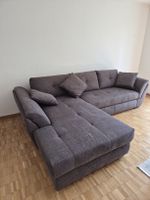 Ecksofa graubrauner Stoffbezug guter Zustand