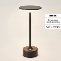 Tischlampe, Nachttischlampe, Touchdimmer, Akku, Schwarz
