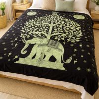 Tagesdecke Elefant Tree Dekotuch 240x210 Baumwolle Schwarz g